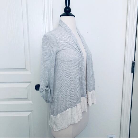 Splendid microstripe 3/4 sleeve open cardigan - Picture 2 of 7